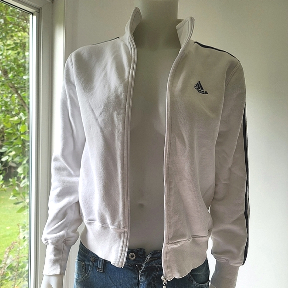 Adidas Full Zip Tricot Warm-Up Sweater Size M